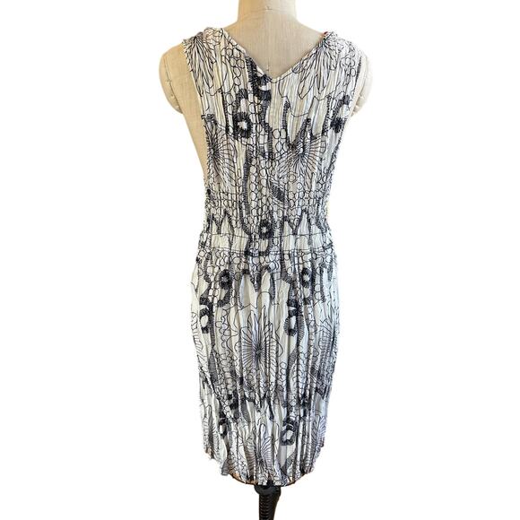NWOT Alquema Micro Pleat Black & White Print Pinafore Dress Size Large - Picture 3 of 8